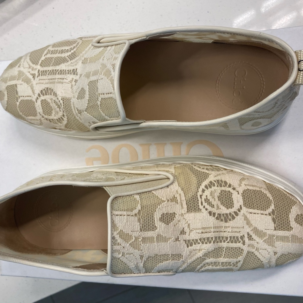 Chloe lace espadrille in a cream beige